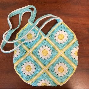 SOLD - Daisy Blue Crochet Tote Bag